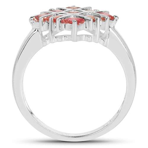 1.08 Carat Genuine Orange Sapphire .925 Sterling Silver Ring