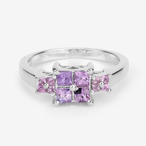 0.96 Carat Genuine Pink Sapphire  .925 Sterling Silver Ring