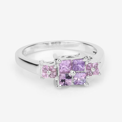 0.96 Carat Genuine Pink Sapphire  .925 Sterling Silver Ring