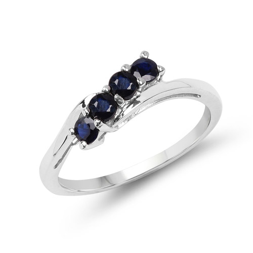 Sapphire-0.40 Carat Genuine Blue Sapphire .925 Sterling Silver Ring