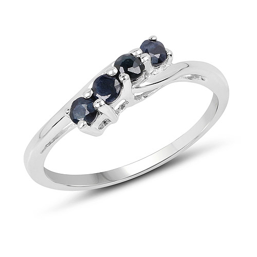 Sapphire-0.40 Carat Genuine Black Sapphire .925 Sterling Silver Ring