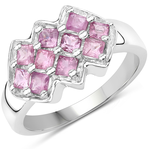 Sapphire-1.20 Carat Genuine Pink Sapphire .925 Sterling Silver Ring