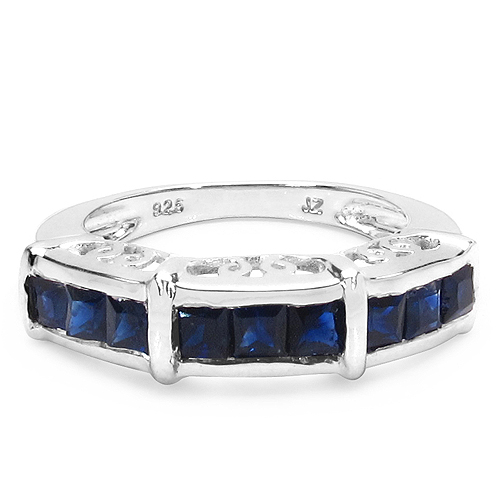 1.08 Carat Genuine Blue Sapphire .925 Sterling Silver Ring