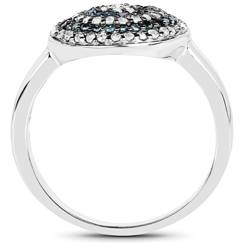0.39 Carat Genuine Blue Diamond and White Diamond .925 Sterling Silver Ring