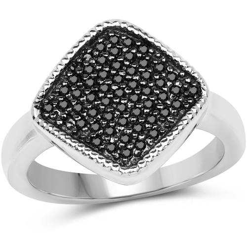 Diamond-0.24 Carat Genuine Black Diamond .925 Sterling Silver Ring