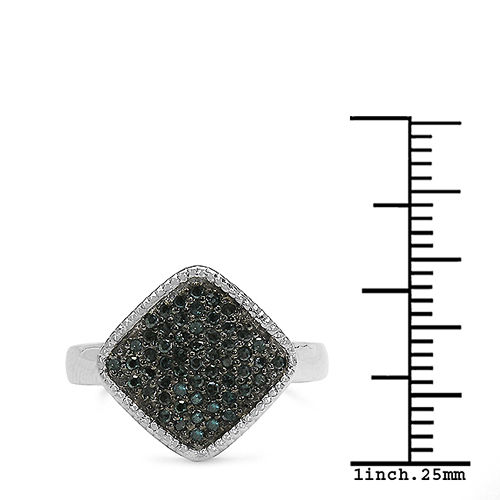 0.28 Carat Genuine Blue Diamond .925 Sterling Silver Ring
