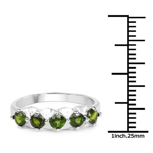 1.00 Carat Genuine Chrome Diopside .925 Sterling Silver Ring
