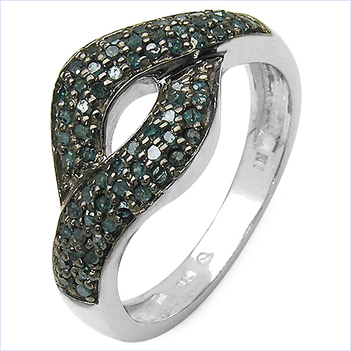 0.34 Carat Genuine Blue Diamond .925 Sterling Silver Ring