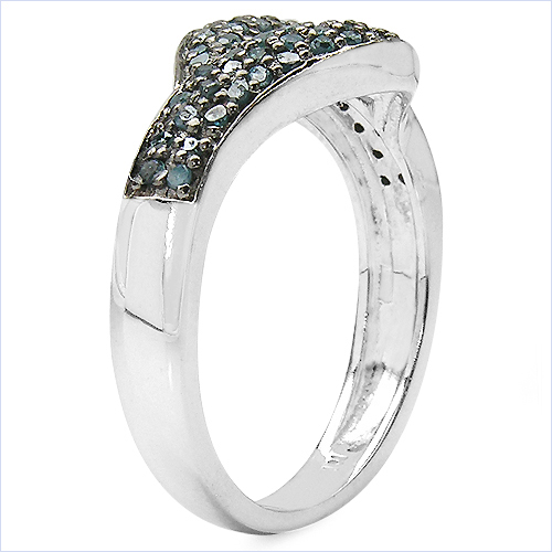 0.34 Carat Genuine Blue Diamond .925 Sterling Silver Ring