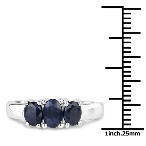 1.55 Carat Genuine Black Sapphire .925 Sterling Silver Ring