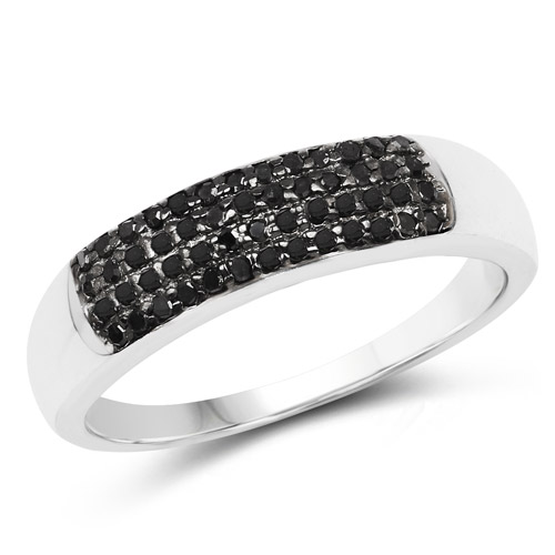 Diamond-0.22 Carat Genuine Black Diamond .925 Sterling Silver Ring