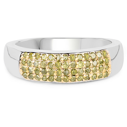 0.22 Carat Genuine Yellow Diamond .925 Sterling Silver Ring