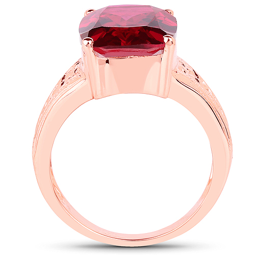 14K Rose Gold Plated 9.25 Carat Created Ruby Brass Ring
