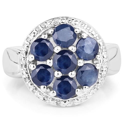 2.10 Carat Genuine Blue Sapphire .925 Sterling Silver Ring