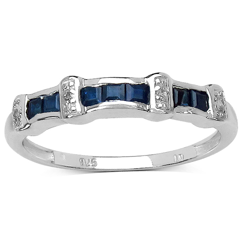 Sapphire-0.40 ct. t.w. Blue Sapphire and White Topaz Ring in Sterling Silver