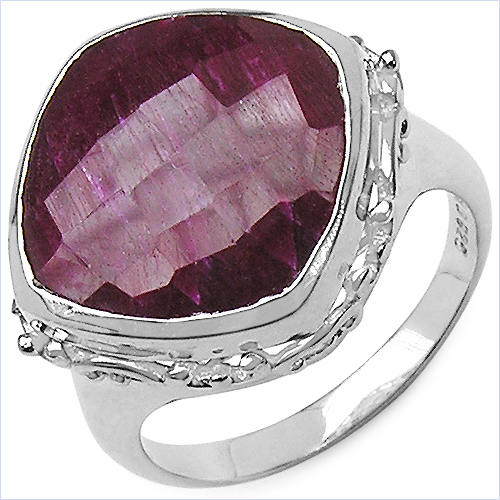 Ruby-14.42 Carat Dyed Ruby .925 Sterling Silver Ring