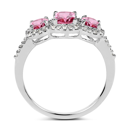 1.29 Carat Genuine Pink Tourmaline & White Diamond 10K White Gold Ring