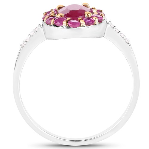 1.52 Carat Genuine Ruby & White Diamond 10K White Gold Ring