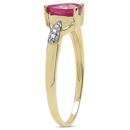 0.76 Carat Genuine Ruby and 0.04 ct.t.w Genuine Diamond Accents 10K Yellow Gold Ring