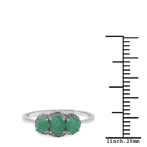 0.76 Carat Emerald & White Diamond 10K White Gold Ring