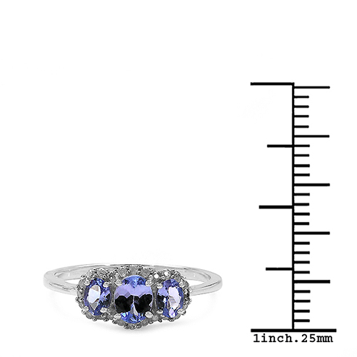 0.79 Carat Tanzanite & White Diamond 10K White Gold Ring
