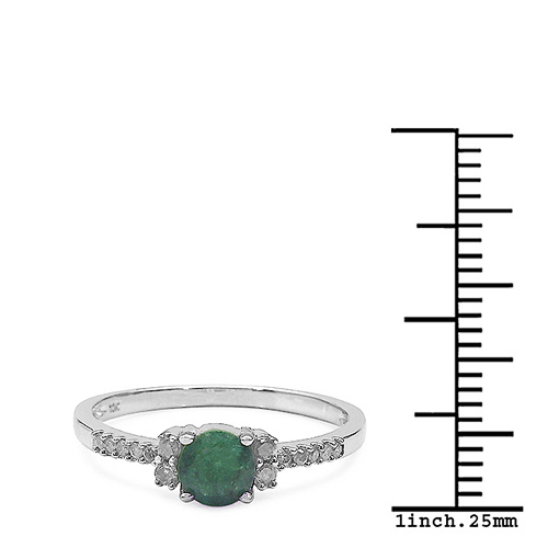 0.57 Carat Emerald & White Diamond 10K White Gold Ring