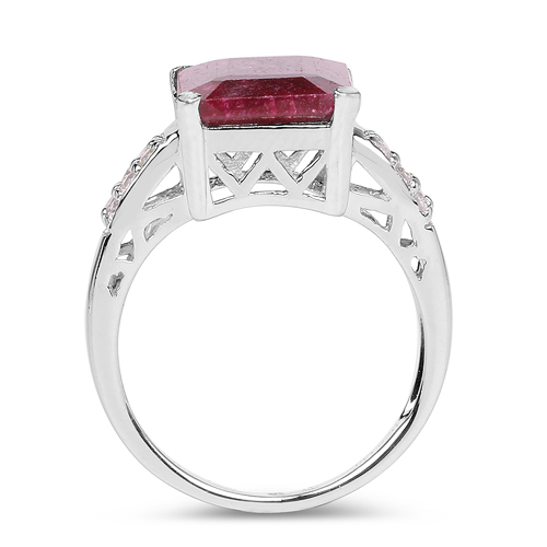 7.34 Carat Dyed Ruby & White Topaz .925 Sterling Silver Ring
