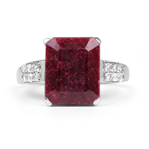 7.34 Carat Dyed Ruby & White Topaz .925 Sterling Silver Ring