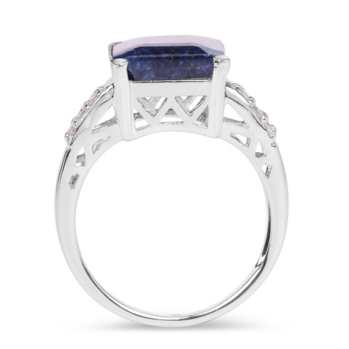 8.05 Carat Dyed Sapphire and White Topaz .925 Sterling Silver Ring