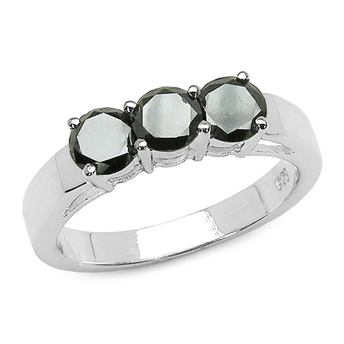 Diamond-0.99 Carat Genuine Black Diamond .925 Sterling Silver Ring