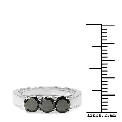 0.99 Carat Genuine Black Diamond .925 Sterling Silver Ring