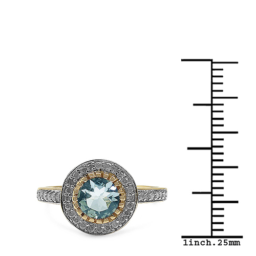 0.96 Carat Aquamarine & White Diamond 10K Yellow Gold Ring