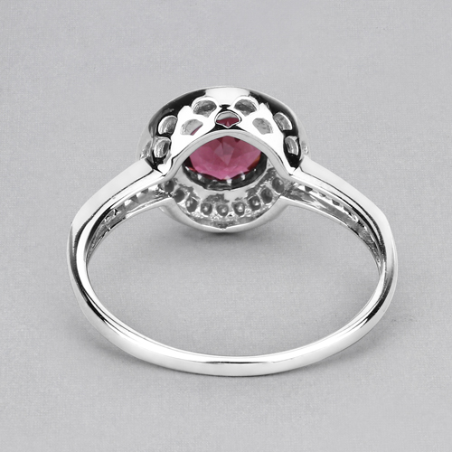 1.29 Carat Genuine Pink Tourmaline and White Diamond 10K White Gold Ring