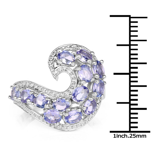 2.21 Carat Genuine Tanzanite .925 Sterling Silver Ring