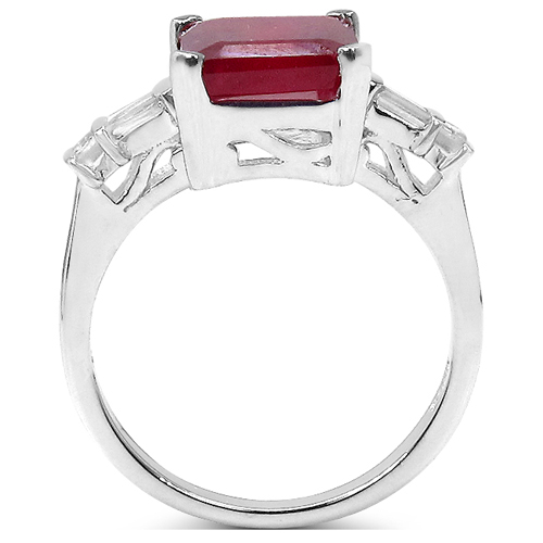 4.30 ct. t.w. Glass Filled Ruby and White Topaz Ring in Sterling Silver