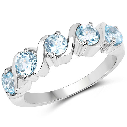 Rings-1.60 Carat Genuine Blue Topaz .925 Sterling Silver Ring