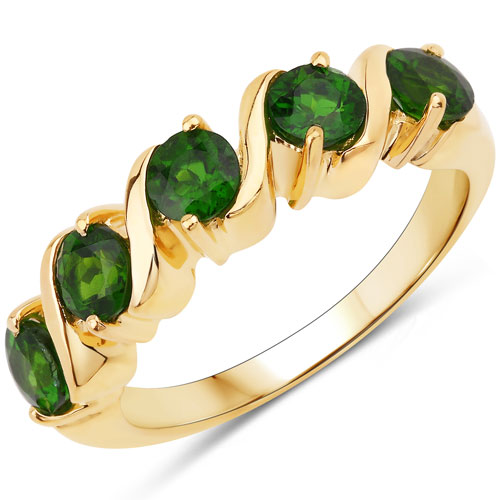 Rings-1.15 Carat Genuine Chrome Diopside .925 Sterling Silver Ring