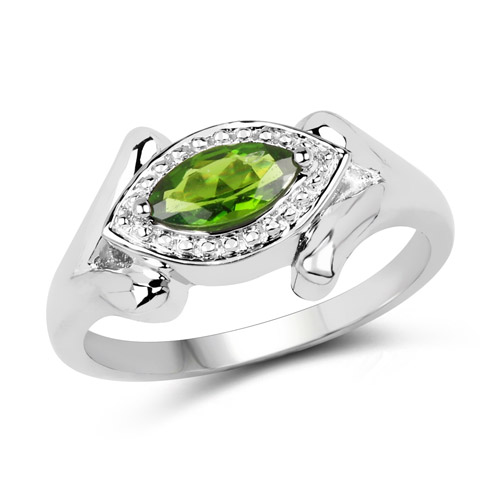 Rings-0.65 Carat Genuine Chrome Diopside .925 Sterling Silver Ring