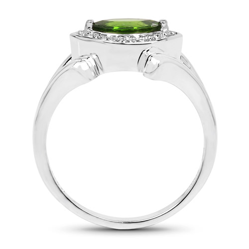 0.65 Carat Genuine Chrome Diopside .925 Sterling Silver Ring