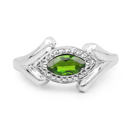 0.65 Carat Genuine Chrome Diopside .925 Sterling Silver Ring