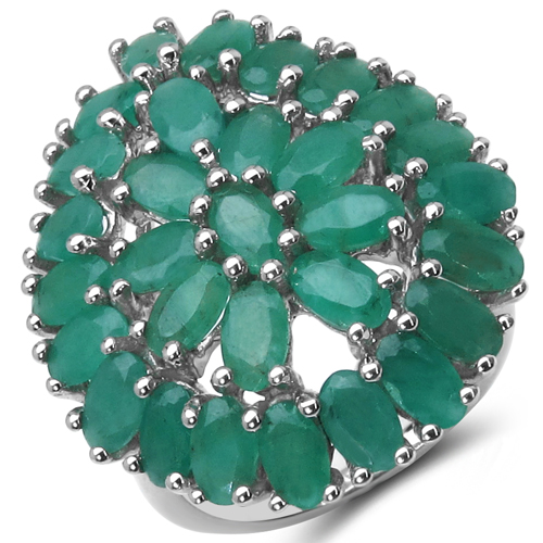 Emerald-8.10 Carat Genuine Emerald .925 Sterling Silver Ring