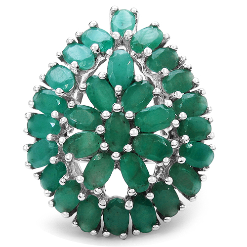 8.10 Carat Genuine Emerald .925 Sterling Silver Ring