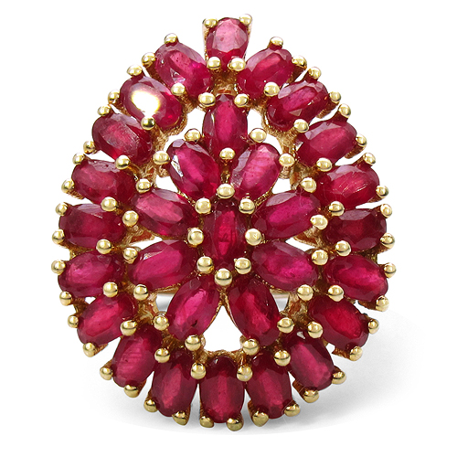 14K Yellow Gold Plated 9.30 Carat Genuine Ruby .925 Sterling Silver Ring