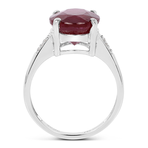 5.32 Carat Glass Filled Ruby And White Zircon .925 Sterling Silver Ring