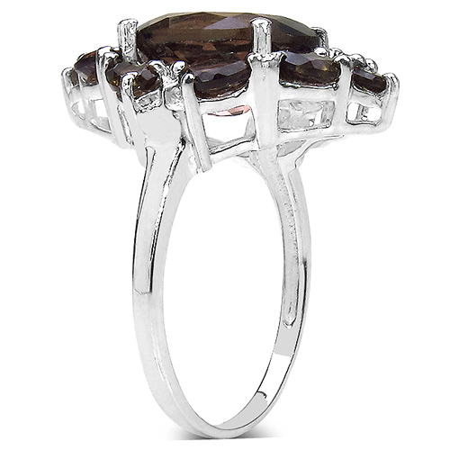 6.03 Carat Genuine Smoky Quartz .925 Sterling Silver Ring