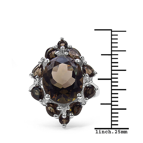 6.03 Carat Genuine Smoky Quartz .925 Sterling Silver Ring