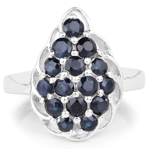1.62 Carat Genuine Blue Sapphire .925 Sterling Silver Ring