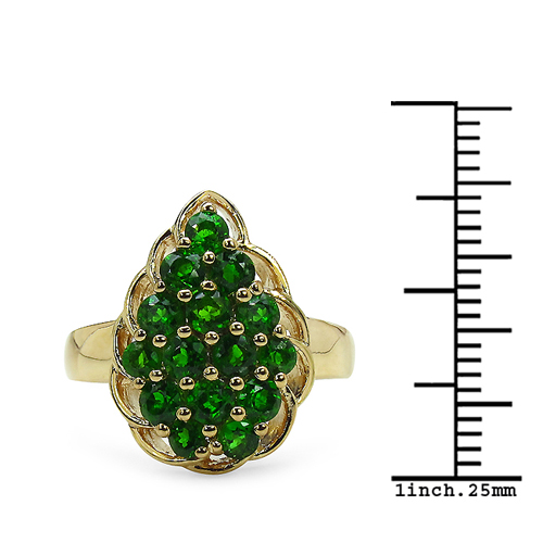 1.71 Carat Genuine Chrome Diopside .925 Sterling Silver Ring
