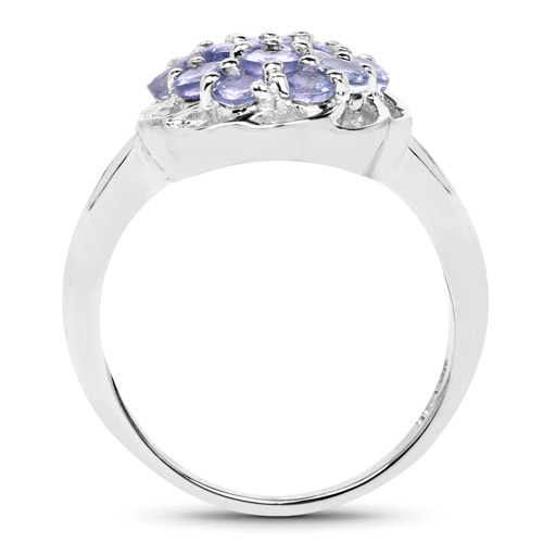 1.38 Carat Genuine Tanzanite .925 Sterling Silver Ring