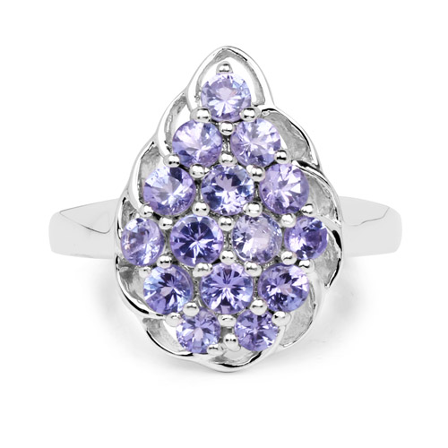 1.38 Carat Genuine Tanzanite .925 Sterling Silver Ring